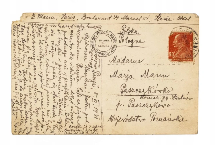 STARA POCZTÓWKA - SFINKS W MUZEUM LUWR, PARYŻ FRANCJA / PUSZCZYKÓWKO 1931