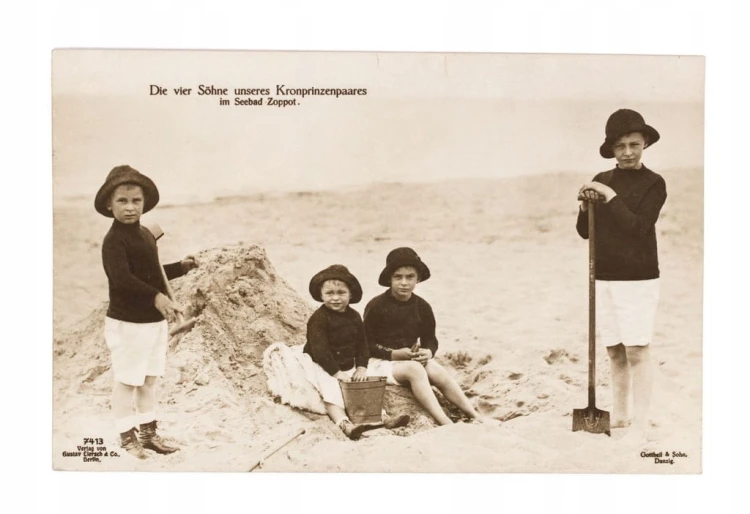 POCZTÓWKA DZIECI WILHELMA HOHENZOLLERNA, SOPOT pocz. XX w., G&S GDAŃSK