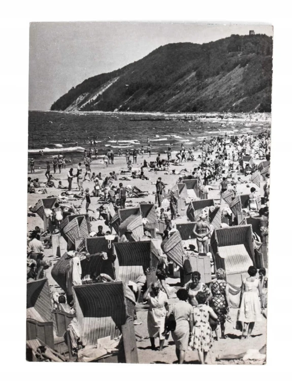MIĘDZYZDROJE - PLAŻA, KOSZE PLAŻOWE, MORZE 1965