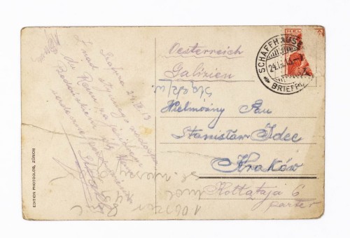 STARA POCZTÓWKA - WODOSPAD RHEINFALL, SZWAJCARIA / KRAKÓW 1913