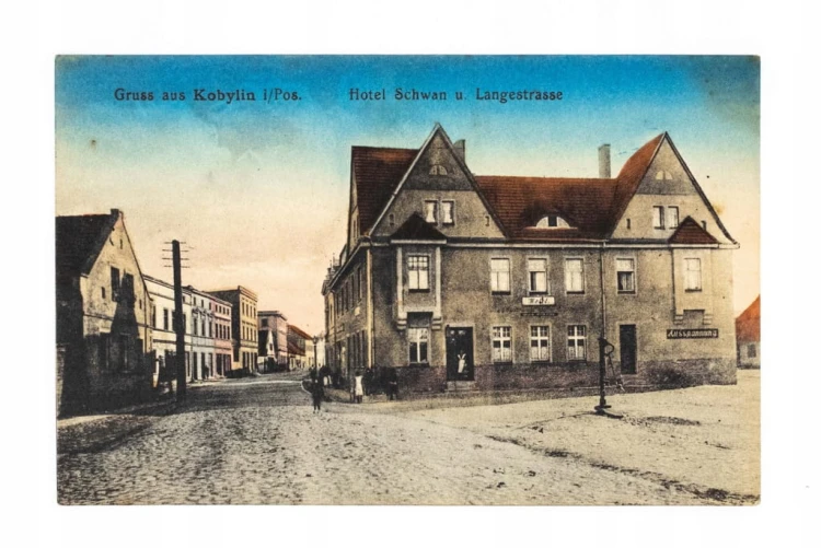 KOBYLIN - HOTEL POD ŁABĘDZIEM, ULICA DŁUGA pocz. XX wieku