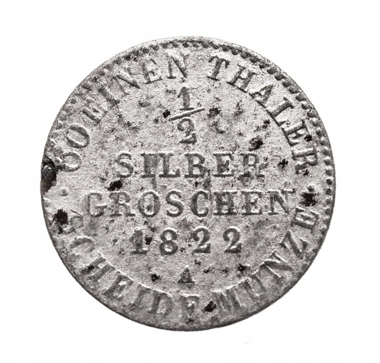 Niemcy, Prusy. Fryderyk Wilhelm III (1797–1840). 1/2 grosza 1822 A, Berlin