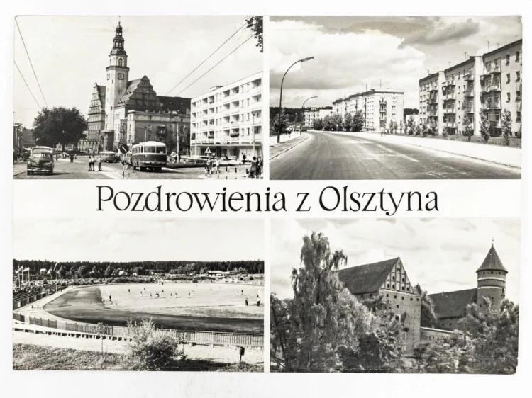 OLSZTYN - RATUSZ STADION "WARMIA" ZAMEK KAP. WARMIŃSKIEJ LATA 60. / 70. PRL