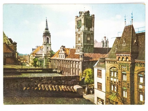 TORUŃ - PANORAMA MIASTA Z RATUSZEM I KOŚCIOŁEM DUCHA ŚW. LATA 60. / 70. PRL