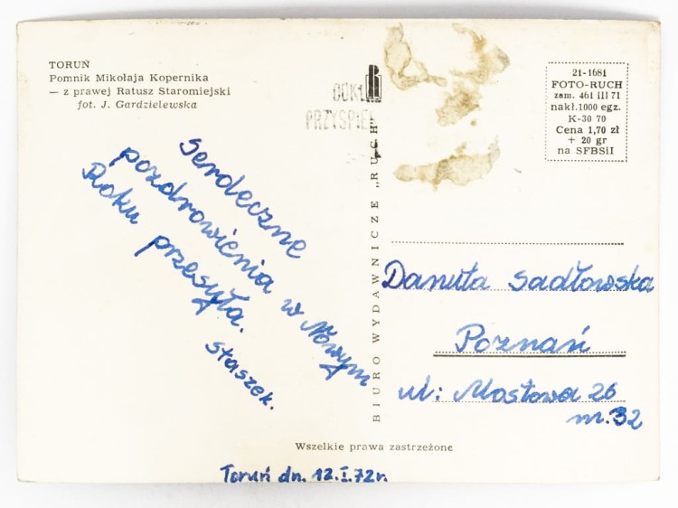 TORUŃ - POMNIK MIKOŁAJA KOPERNIKA 1972 PRL