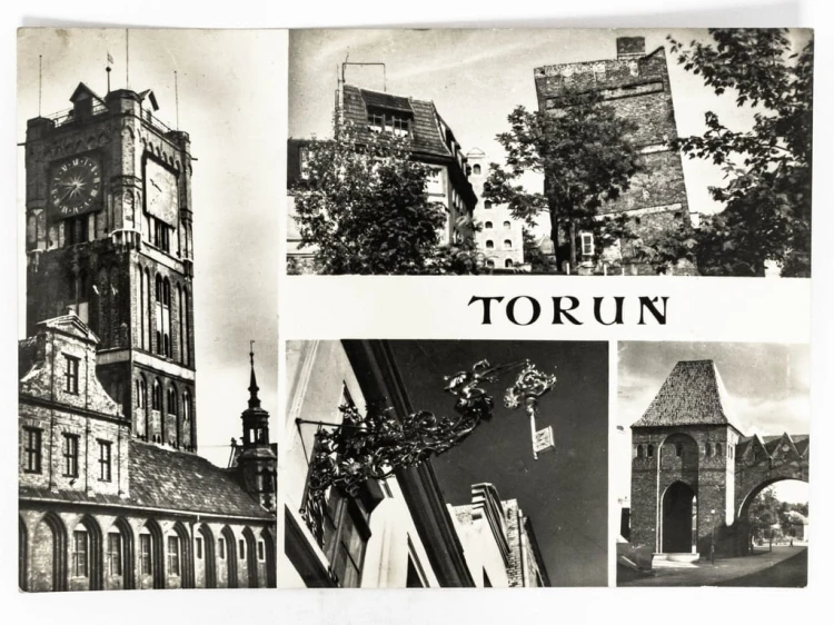 TORUŃ - RATUSZ, KRZYWA WIEŻA, WYWIESZKA CECHOWA, FRAGMENT ZAMKU 1972 PRL