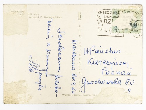 WARSZAWA - PLAC KONSTYTUCJI NOCĄ 1966 PRL