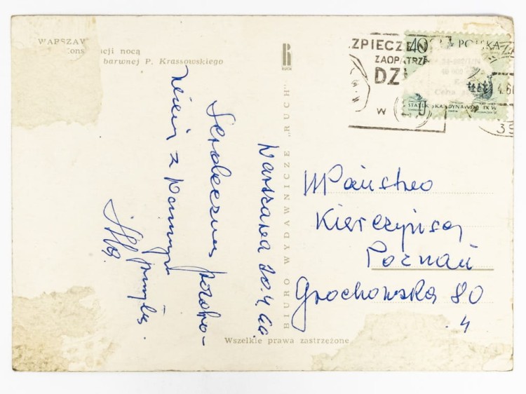 WARSZAWA - PLAC KONSTYTUCJI NOCĄ 1966 PRL