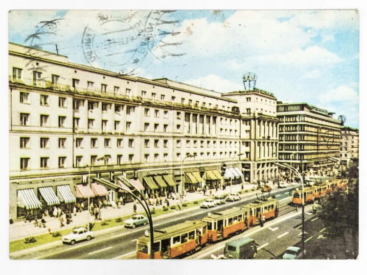 WARSZAWA - ALEJE JEROZOLIMSKIE Z TRAMWAJAMI 1965 PRL