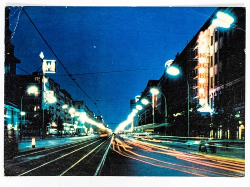 WARSZAWA - ALEJE JEROZOLIMSKIE NOCĄ 1968 PRL