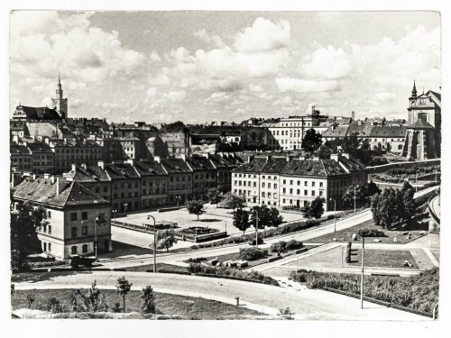 WARSZAWA - RYNEK MARIENSZTACKI, Z LEWEJ PAŁAC KULTURY LATA 50. / 60. PRL