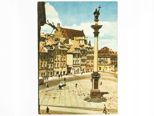 WARSZAWA - PLAC ZAMKOWY Z KOLUMNĄ ZYGMUNTA III WAZY LATA 60. / 70. PRL