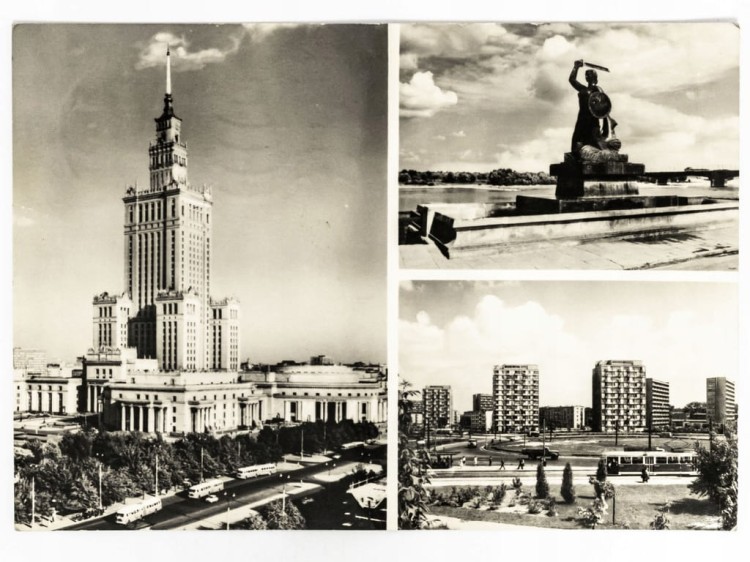 WARSZAWA - PAŁAC KULTURY I NAUKI POMNIK SYRENY WARSZAWSKA PRAGA LATA 70 PRL