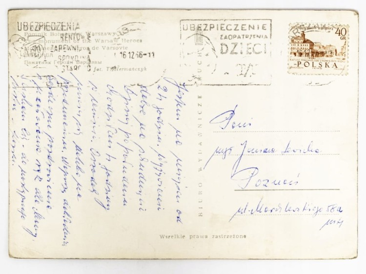 WARSZAWA - POMNIK BOHATERÓW WARSZAWY 1966 PRL