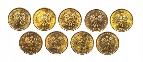 Polska, Rzeczpospolita od 1989 roku, zestaw 1 grosz 1991-1992, 9 sztuk
