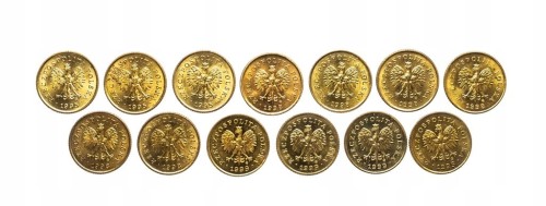 Polska, Rzeczpospolita od 1989 roku, zestaw 1 grosz 1995-1999, 13 sztuk
