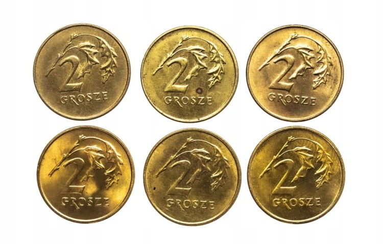 Polska, Rzeczpospolita od 1989 roku, zestaw 2 grosze 1990-1999, 6 sztuk