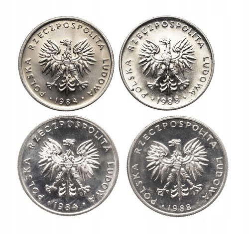 Polska, PRL, zestaw 10 złotych i 20 złotych 1984 i 1988, 4 sztuki