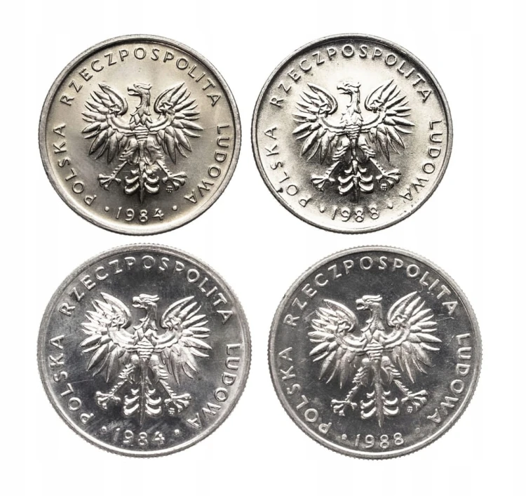 Polska, PRL, zestaw 10 złotych i 20 złotych 1984 i 1988, 4 sztuki
