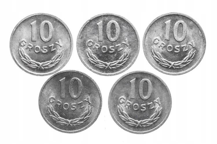 Polska, PRL, zestaw 10 groszy 1968, 5 sztuk