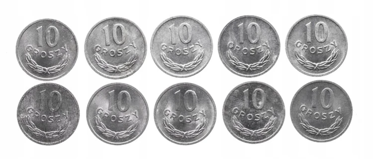 Polska, PRL, zestaw 10 groszy 1969, 10 sztuk
