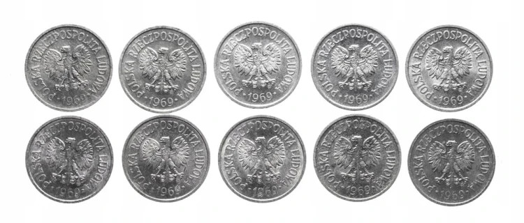 Polska, PRL, zestaw 10 groszy 1969, 10 sztuk