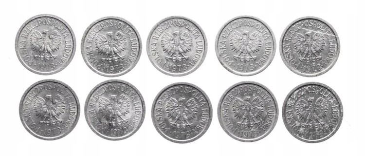 Polska, PRL, zestaw 10 groszy 1973, 10 sztuk