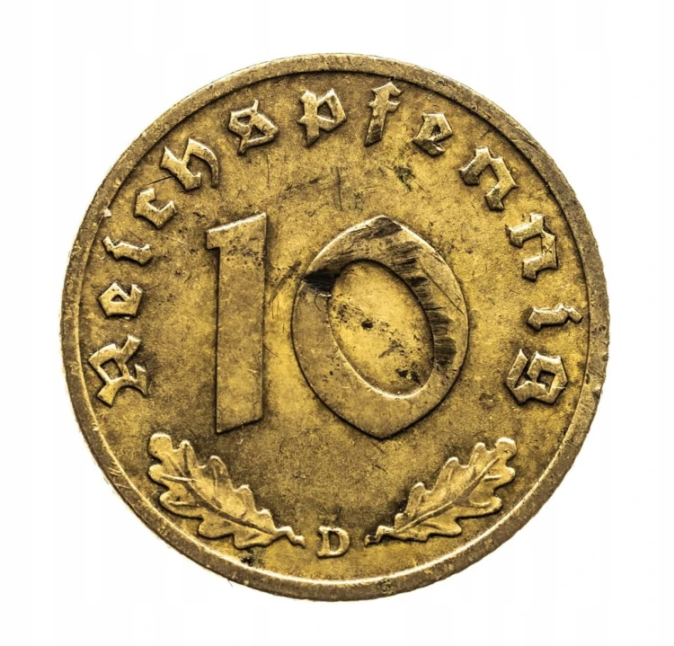 Niemcy, III Rzesza, 10 Reichspfennig 1939 D, Monachium
