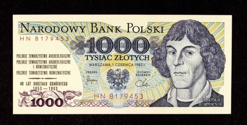 Polska, PRL (1944-1989), 1000 ZŁOTYCH 1.06.1982, seria HN. NADRUK