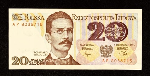 Polska, PRL (1944 - 1989), 20 ZŁOTYCH 1.06.1982, seria AP