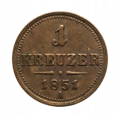 Austria, Franciszek Józef I, 1 krajcar 1851 A, Wiedeń