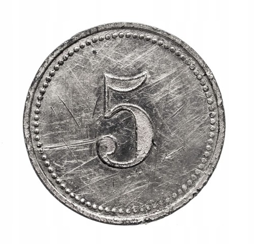 Łódź, żeton Niemieckiego Stowarzyszenia Rzemieślniczego o nominale 5