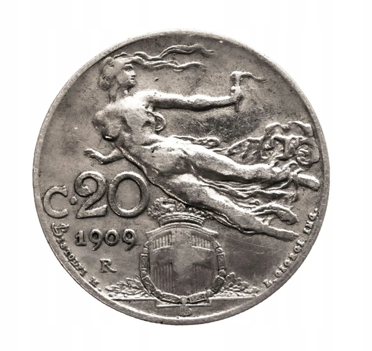 Włochy, 20 centesimi, 1909 rok
