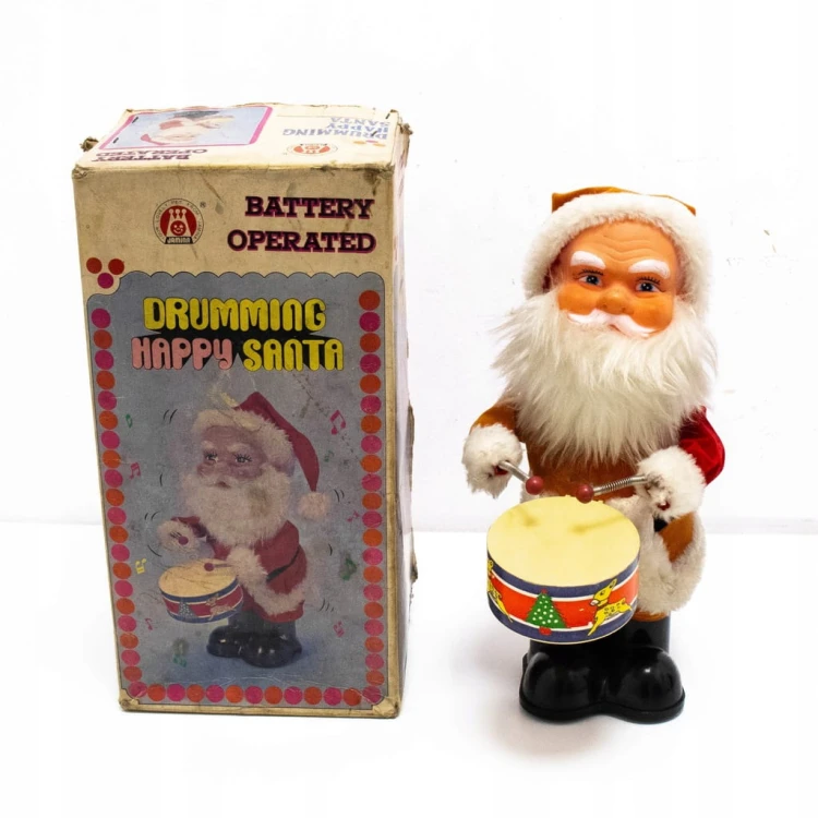STARA FIGURKA GRAJĄCY ŚWIĘTY MIKOŁAJ - DRUMMING HAPPY SANTA, JAMINA KOREA