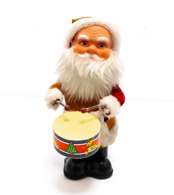 STARA FIGURKA GRAJĄCY ŚWIĘTY MIKOŁAJ - DRUMMING HAPPY SANTA, JAMINA KOREA