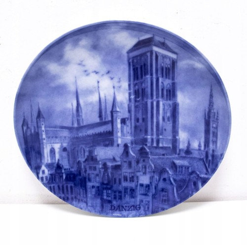 STARY PORCELANOWY NIEMIECKI TALERZ DANZIG GDAŃSK