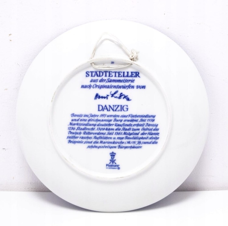 STARY PORCELANOWY NIEMIECKI TALERZ DANZIG GDAŃSK