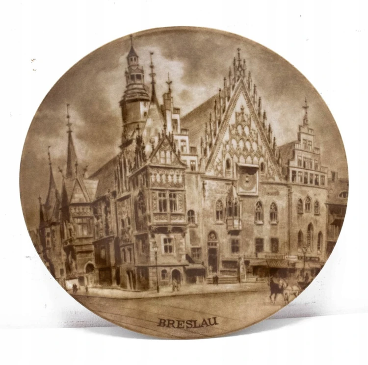 STARY PORCELANOWY NIEMIECKI TALERZ BRESLAU WROCŁAW