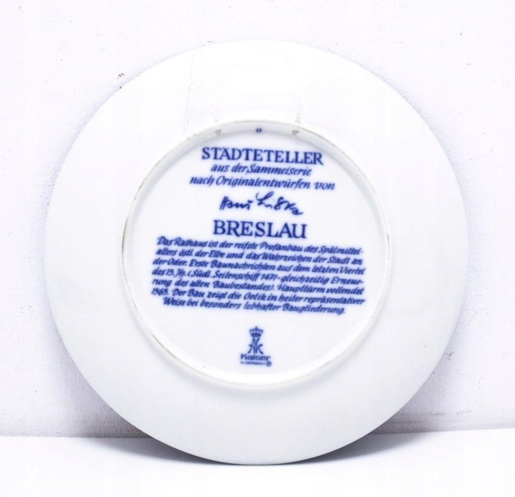 STARY PORCELANOWY NIEMIECKI TALERZ BRESLAU WROCŁAW