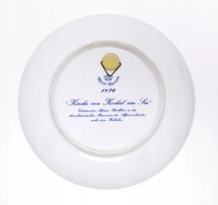 STARY PORCELANOWY NIEMIECKI TALERZ, KOŚCIÓŁ KOCHEL AM SEE 1976