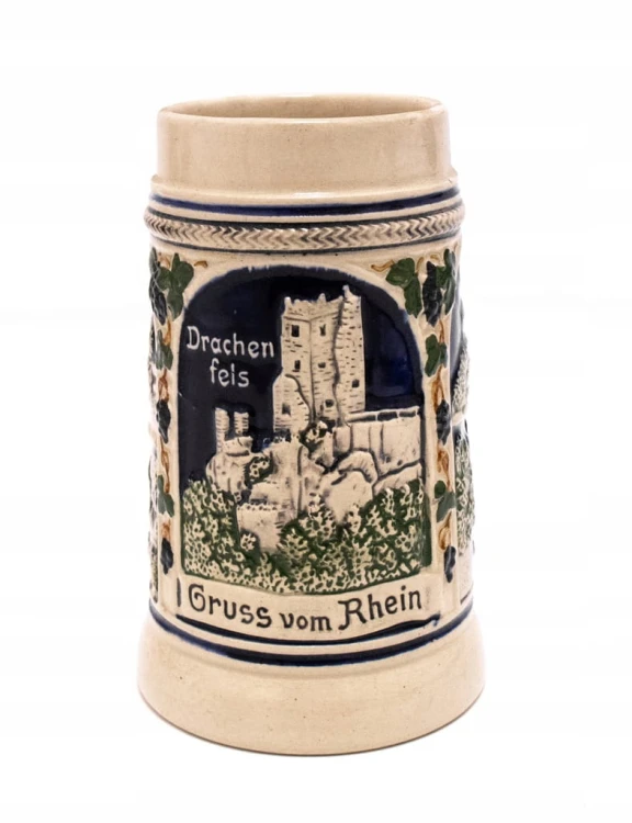 STARY CERAMICZNY NIEMIECKI KUFEL RHEIN, PETERSBERG, GODESBURG
