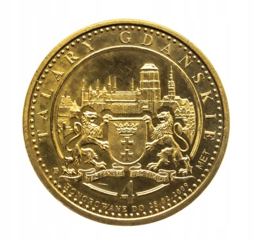 Żeton, 4 talary - Gdańsk - Lech Wałęsa - Nagroda Nobla - 2008