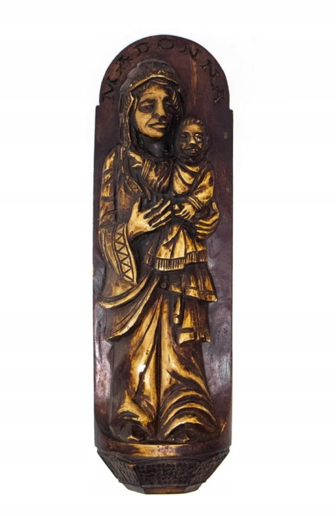 STARA GIPSOWA PŁASKORZEŹBA MADONNA