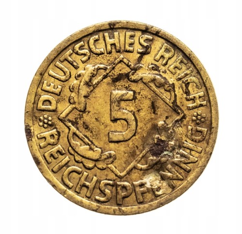 Niemcy 5 reichsfenigów, 1925 F, Stuttgart.