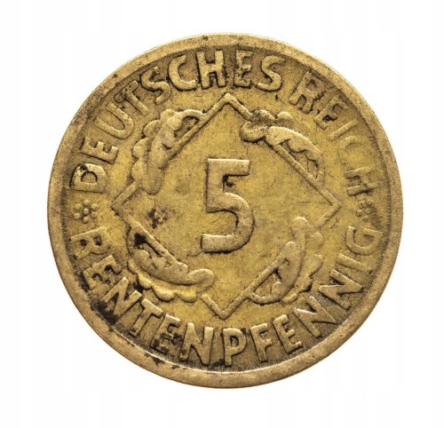 Niemcy 5 rentenfenigów, 1924 E, Muldenhütten.