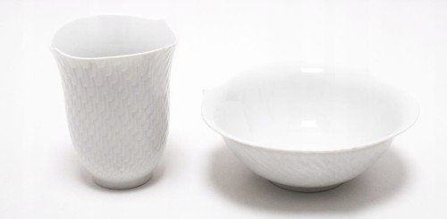 ZESTAW STAREJ PORCELANY MIŚNIA: MISKA I KUBEK