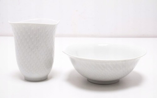ZESTAW STAREJ PORCELANY MIŚNIA: MISKA I KUBEK