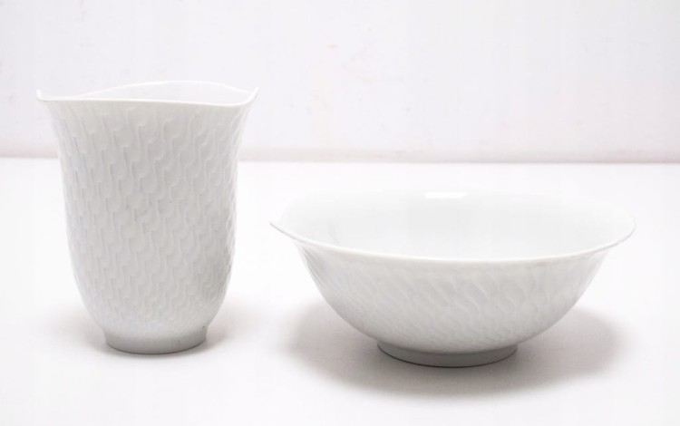 ZESTAW STAREJ PORCELANY MIŚNIA: MISKA I KUBEK