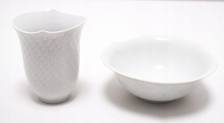 ZESTAW STAREJ PORCELANY MIŚNIA: MISKA I KUBEK