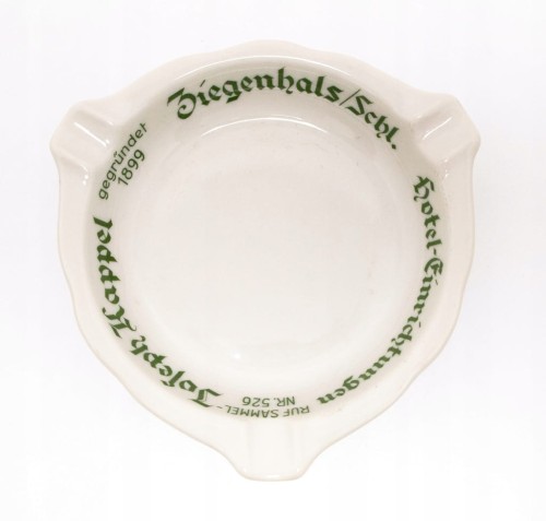 STARA PORCELANOWA POPIELNICZKA HOTEL JOSEPH KAPPEL, ZIEGENHALS GŁUCHOŁAZY